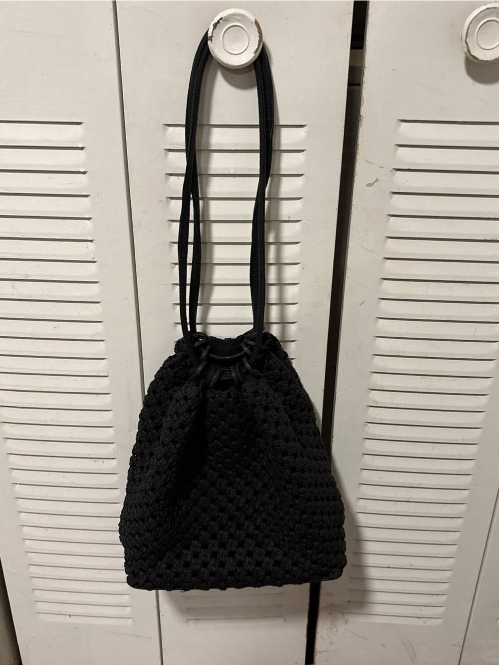 Black Woven Drawstring Shoulder Bag by Liz Claiborne